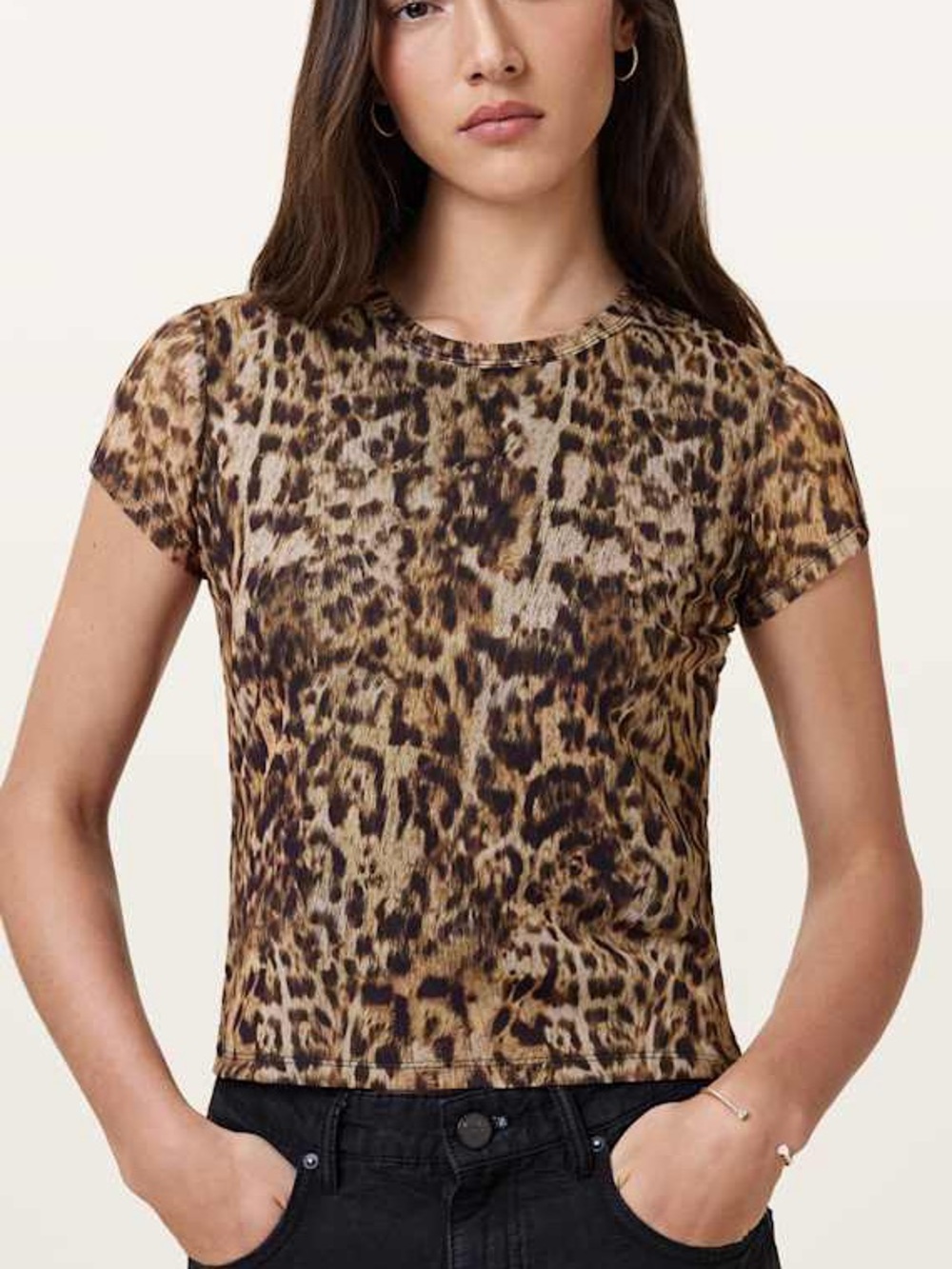 ALL SAINTS ELLIE MESH Leopard PRINT T-SHIRT